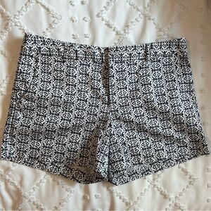 Navy and White Patterned Women's Shorts